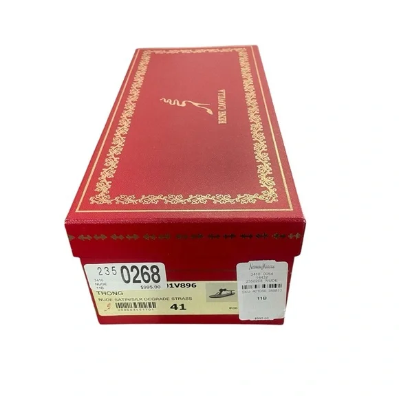 Rene Caovilla Nude Flat Rhinestone Bow Sandals Size 11B Wedding Formal Casual - Picture 7 of 9